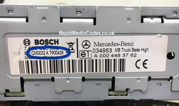 Mercedes Blaupunkt serial number starting with CM