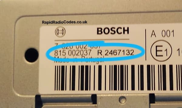 Mercedes Bosch serial number starting with 002 or 815