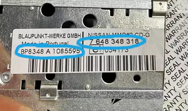 Nissan BP serial number
