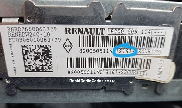 Renault serial number of J109